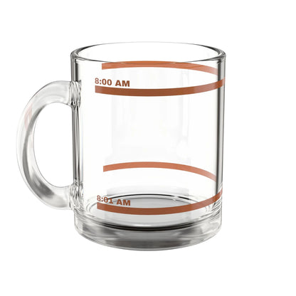 10oz Glass Coffee Mug with Time Markings